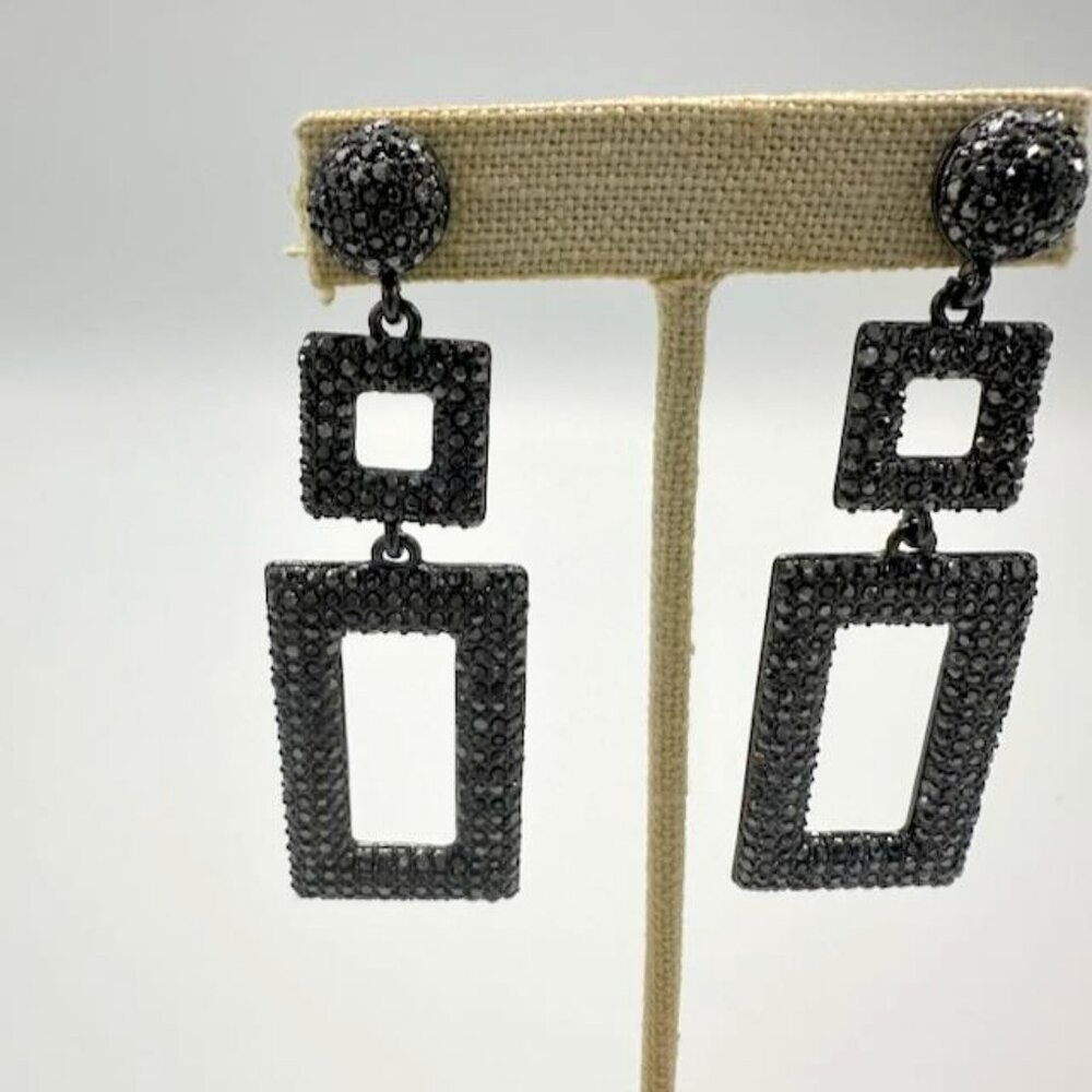 BaubleBar Dark Gray Pave CrystalStatement Earrings